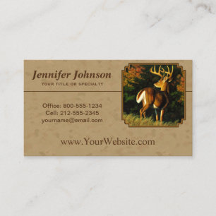 Whitetail Buck Hjort Hunting Tan Visitkort
