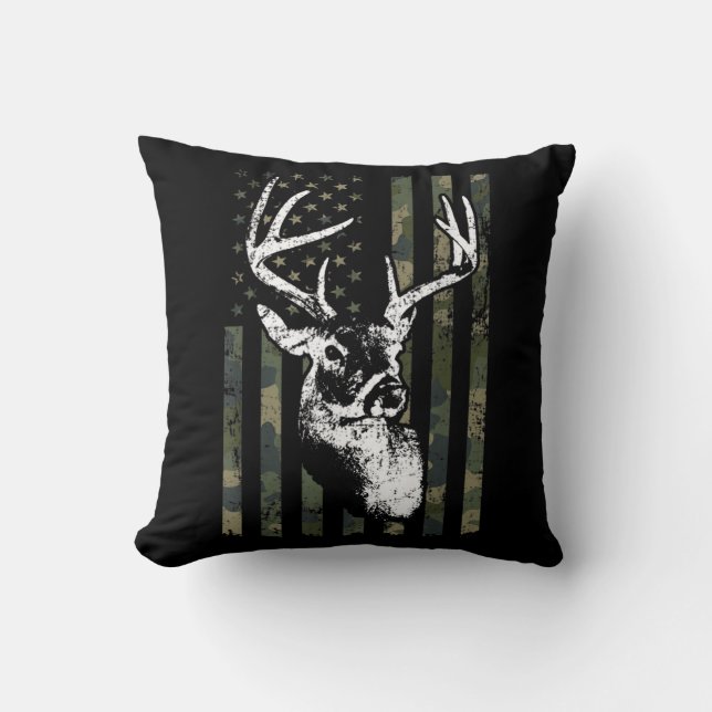 Whitetail Buck Hjort Hunting USA Camouflage Americ Kudde (Framsida)