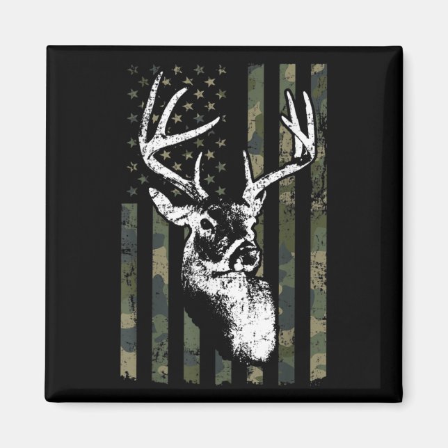 Whitetail Buck Hjort Hunting USA Camouflage Americ Magnet (Framsidan)