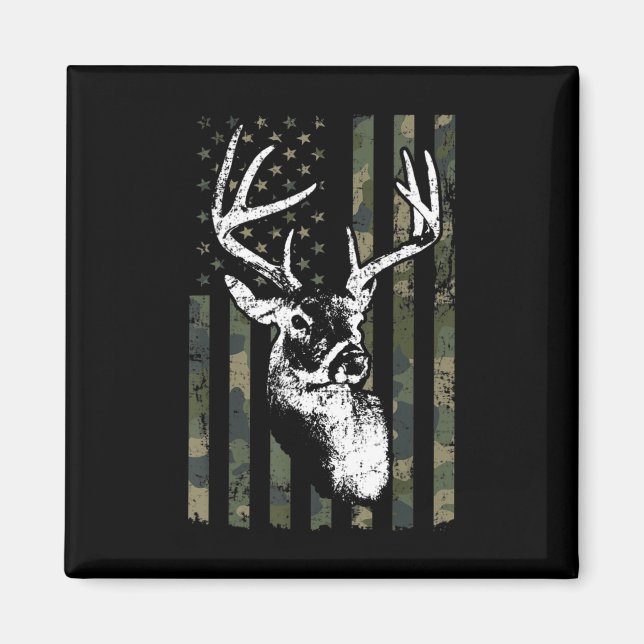Whitetail Buck Hjort Hunting USA Camouflage Americ Magnet (Framsidan)