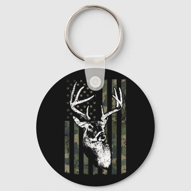 Whitetail Buck Hjort Hunting USA Camouflage Americ Nyckelring (Framsida)