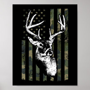 Whitetail Buck Hjort Hunting USA Camouflage Americ Poster