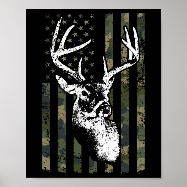 Whitetail Buck Hjort Hunting Usa Camouflage Americ Poster (Framsidan)