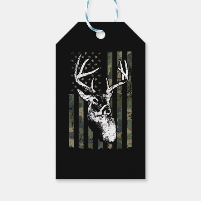 Whitetail Buck Hjort Hunting USA Camouflage Americ Presentetikett (Framsidan)
