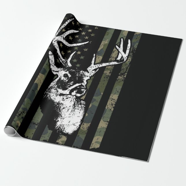 Whitetail Buck Hjort Hunting USA Camouflage Americ Presentpapper (Utrullad)