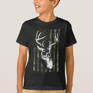 Whitetail Buck Hjort Hunting USA Camouflage Americ T Shirt