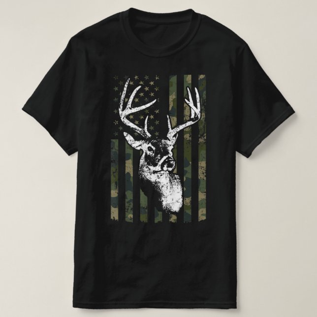 Whitetail Buck Hjort Hunting USA Camouflage Americ T Shirt (Design framsida)