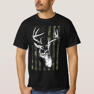 Whitetail Buck Hjort Hunting USA Camouflage Americ T Shirt