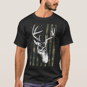 Whitetail Buck Hjort Hunting Usa Camouflage Americ T Shirt