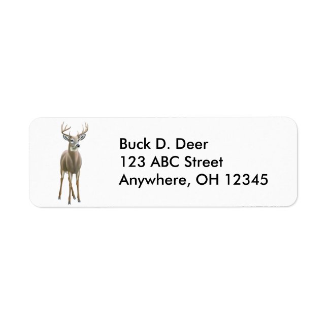 Whitetail Buck Hjort Label Returadress Etikett (Framsidan)