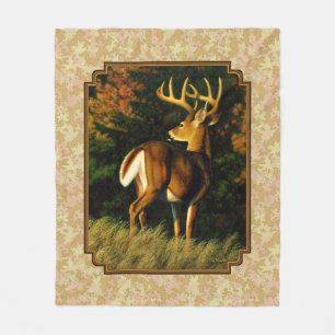 Whitetail Buck Höst löv Fleecefilt