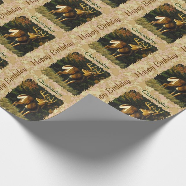 Whitetail Buck Höst löv Presentpapper (Hörn)