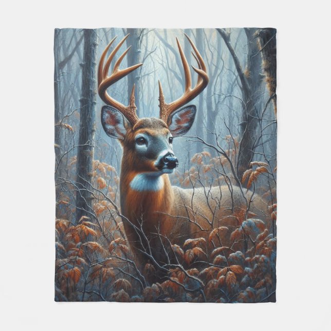 Whitetail Buck permanent i Forest Fleecefilt (Framsidan)