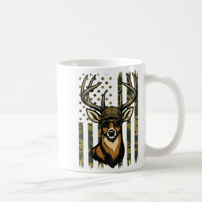 Whitetail Buck Youth Boy Deer Hunting Camo America Kaffemugg (Höger)
