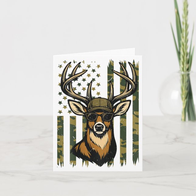 Whitetail Buck Youth Boy Deer Hunting Camo America Kort (Framsida)