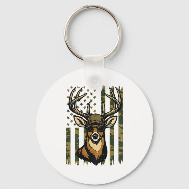 Whitetail Buck Youth Boy Deer Hunting Camo America Nyckelring (Framsida)