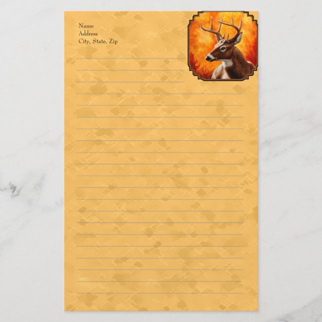 Whitetail Hjort Autumn Guld Brevpapper (Framsida)