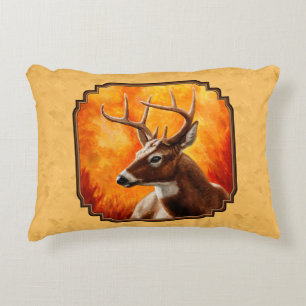 Whitetail Hjort Autumn Guld Prydnadskudde