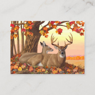 Whitetail Hjort Autumn Maple Träd Visitkort