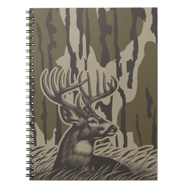 Whitetail Hjort Bottomland Camo Hjort Hunting Camo Anteckningsbok (Framsidan)