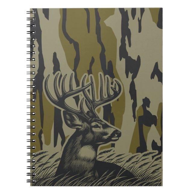 Whitetail Hjort Bottomland Camo Hjort Hunting Camo Anteckningsbok (Framsidan)