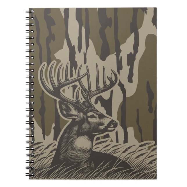 Whitetail Hjort Bottomland Camo Hjort Hunting Camo Anteckningsbok (Framsidan)