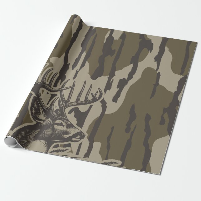 Whitetail Hjort Bottomland Camo Hjort Hunting Camo Presentpapper (Utrullad)