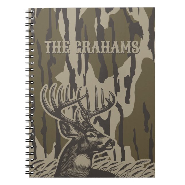 Whitetail Hjort Bottomland Camo Hjortens eget namn Anteckningsbok (Framsidan)