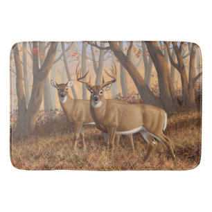 Whitetail Hjort Buck & Doe Autumn Maple Skogen Badrumsmatta