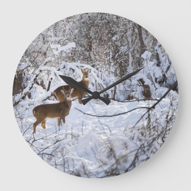 Whitetail Hjort Clock Stor Klocka (Framsida)