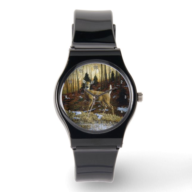 Whitetail Hjort Doe in Autumn Forest Armbandsur (Framsida)