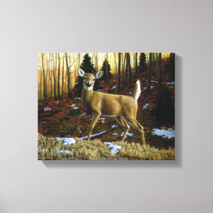 Whitetail Hjort Doe in Autumn Forest Canvastryck