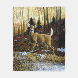 Whitetail Hjort Doe in Autumn Forest Fleecefilt