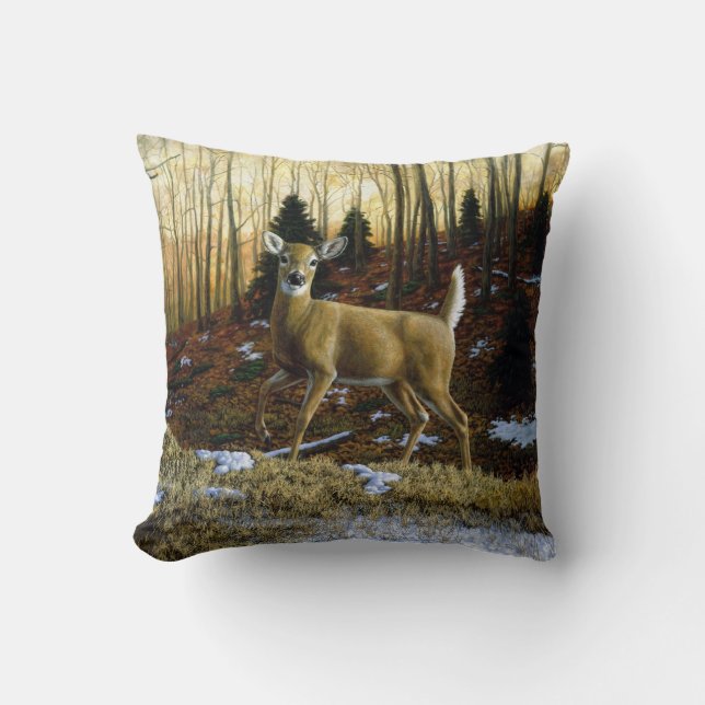 Whitetail Hjort Doe in Autumn Forest Kudde (Framsida)