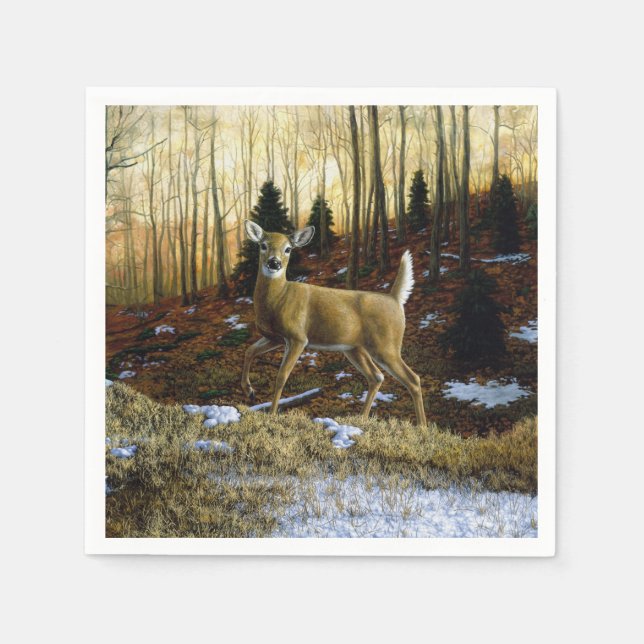 Whitetail Hjort Doe in Autumn Forest Pappersservett (Framsidan)