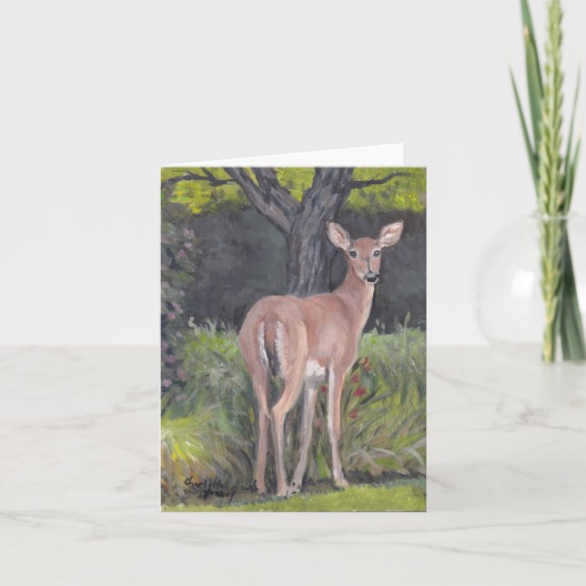 Whitetail Hjort Doe Wildlife Art-anteckningskort Tack Kort (Framsida)