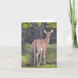 Whitetail Hjort Doe Wildlife Art-anteckningskort Tack Kort