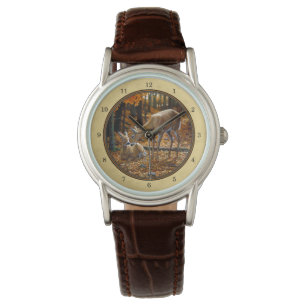 Whitetail Hjort Fawn & Doe Gult Armbandsur