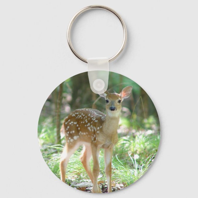 Whitetail Hjort Fawn Keychain Nyckelring (Framsida)