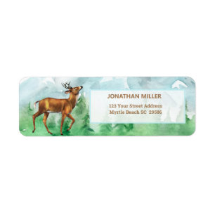 Whitetail Hjort Forest Mountains Returadress Etikett