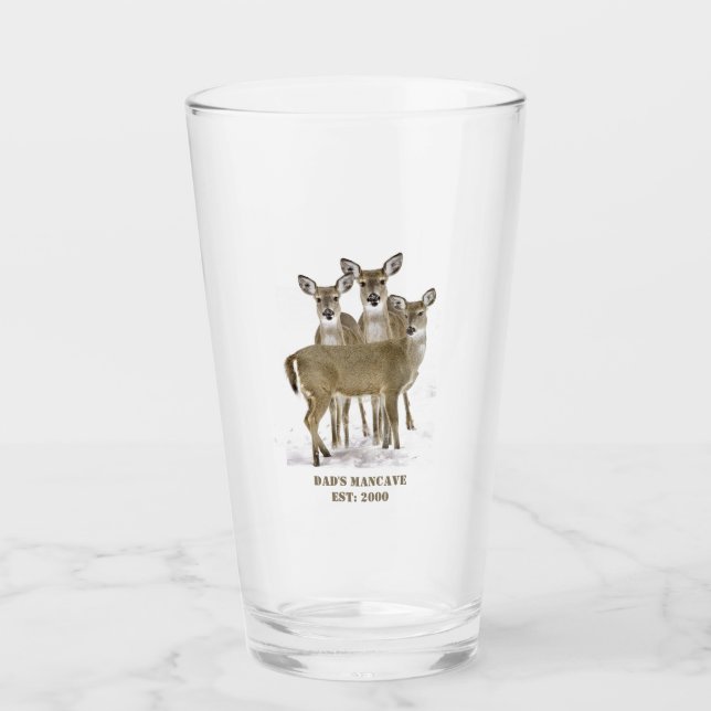 Whitetail Hjort Herd / Pappa Mancave Pint Glaskopp (Framsida)