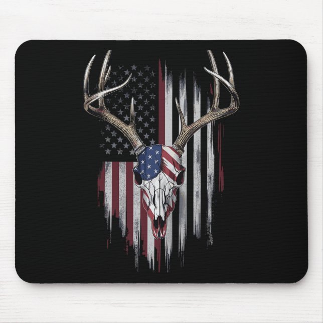 Whitetail Hjort Hunter American Flagga Usa Design  Musmatta (Framsidan)