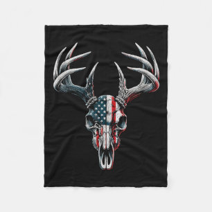 Whitetail Hjort Hunting - American Flagga on Buck Fleecefilt