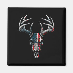 Whitetail Hjort Hunting - American Flagga on Buck  Magnet