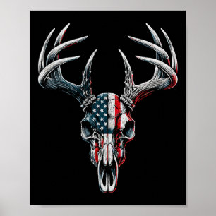 Whitetail Hjort Hunting - American Flagga on Buck  Poster