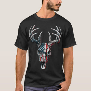Whitetail Hjort Hunting American Flagga on Buck T Shirt