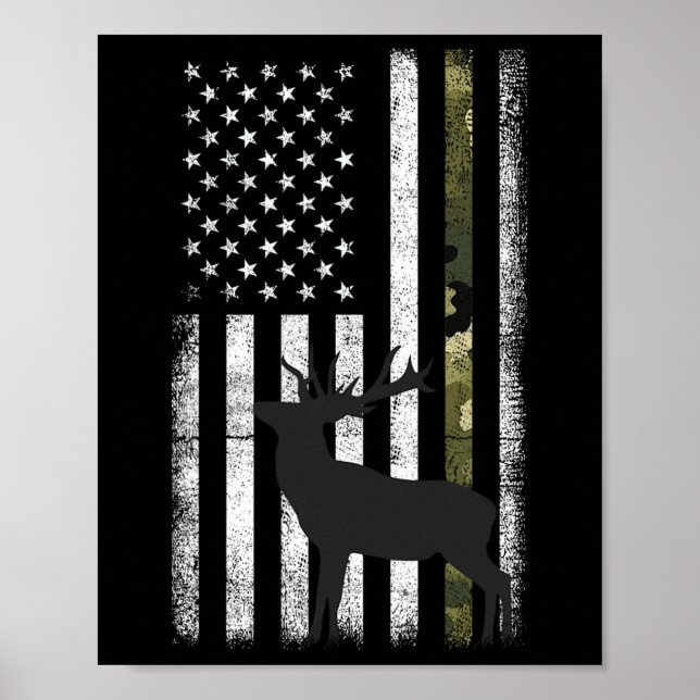 Whitetail Hjort Hunting Elk Buck Camo Americ Poster (Framsidan)