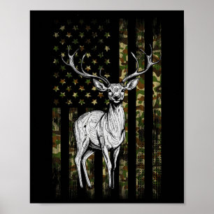 Whitetail Hjort Hunting Gifts Camouflage Ame Poster