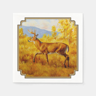 Whitetail Hjort i Aspen-skogen i höst Pappersservett