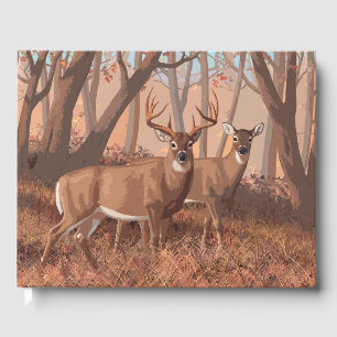 Whitetail Hjort i skogen Retro Stil Gästböcker